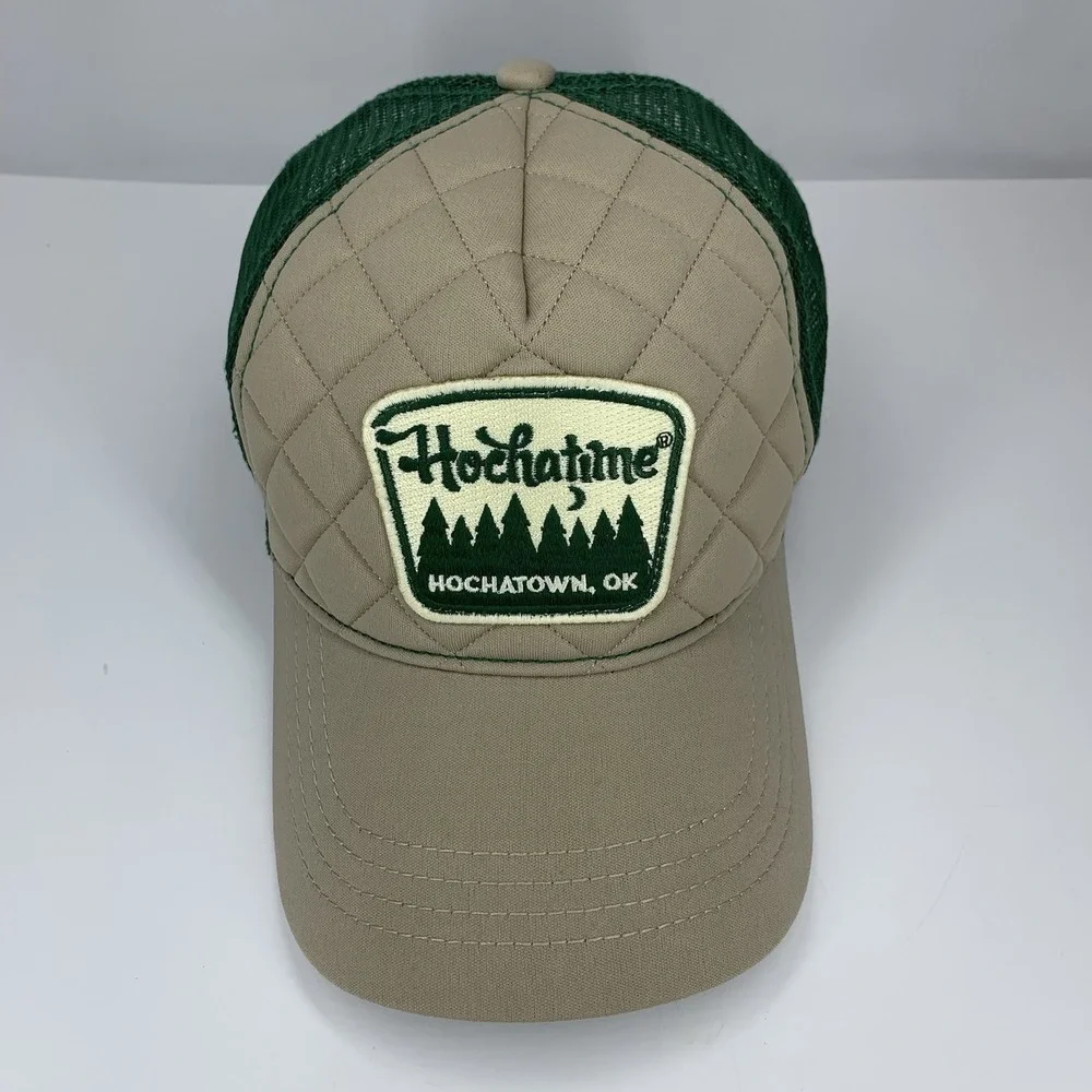Hochatime Patch Hat Hochatown OK Quilted Green Mesh Adjustable Snap Baseball Cap